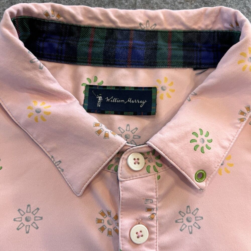 William Murray Golf Polo Size S Pink With Golf Dots